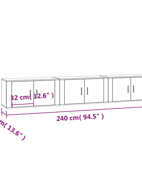 Загрузите изображение в средство просмотра галереи, Dulapuri TV montate pe perete, 3 buc., gri beton, 80x34,5x40 cm
