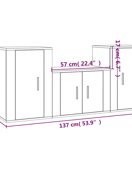 Загрузите изображение в средство просмотра галереи, Set dulap TV, 3 piese, gri sonoma, lemn prelucrat
