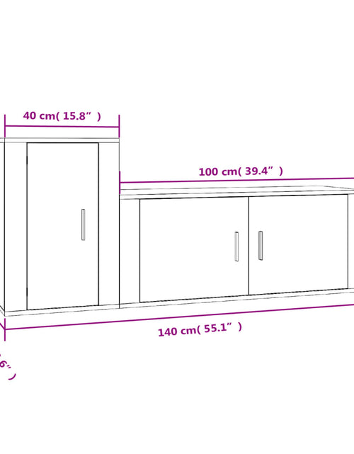 Încărcați imaginea în vizualizatorul Galerie, Set dulapuri TV, 2 piese, stejar maro, lemn prelucrat
