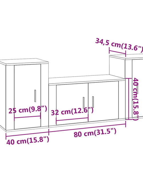 Încărcați imaginea în vizualizatorul Galerie, Set dulap TV, 3 piese, gri sonoma, lemn prelucrat
