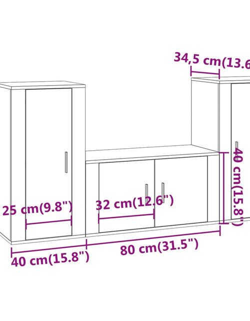 Încărcați imaginea în vizualizatorul Galerie, Set dulapuri TV, 3 piese, stejar fumuriu, lemn prelucrat
