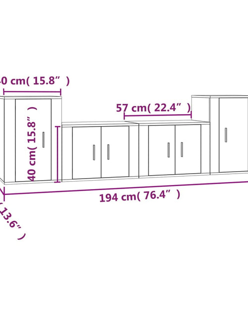 Încărcați imaginea în vizualizatorul Galerie, Set dulapuri TV, 4 piese, gri sonoma, lemn prelucrat
