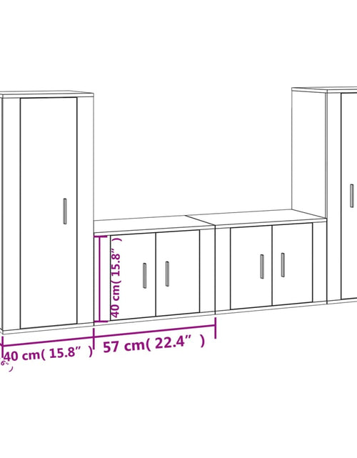 Încărcați imaginea în vizualizatorul Galerie, Set dulapuri TV, 4 piese, stejar fumuriu, lemn prelucrat

