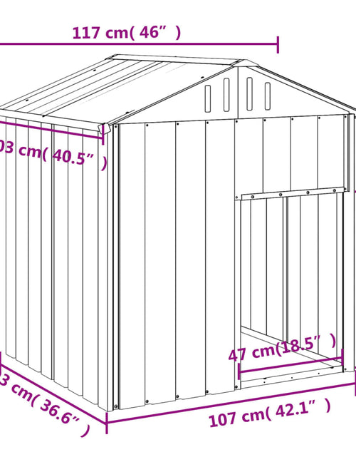 Încărcați imaginea în vizualizatorul Galerie, Casă câine &amp; acoperiș gri deschis 117x103x123cm oțel galvanizat
