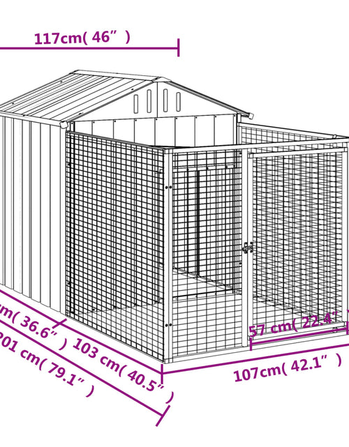 Загрузите изображение в средство просмотра галереи, Cușcă de câine &amp; țarc gri deschis 117x201x123cm oțel galvanizat
