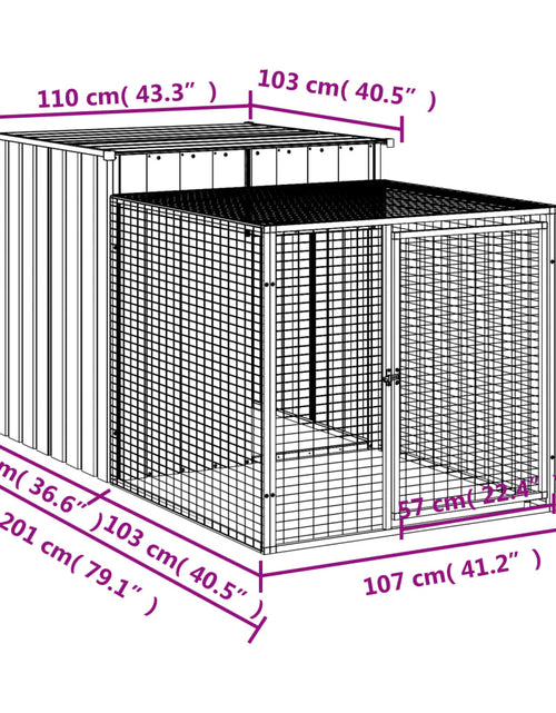 Încărcați imaginea în vizualizatorul Galerie, Coteț pui cu incintă gri deschis 110x201x110 cm oțel galvanizat
