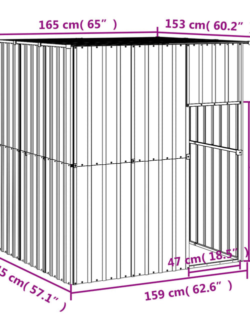 Încărcați imaginea în vizualizatorul Galerie, Cușcă câine cu acoperiș antracit 165x153x181 cm oțel galvanizat

