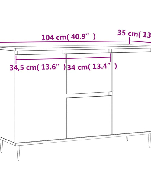 Încărcați imaginea în vizualizatorul Galerie, Servantă, stejar fumuriu, 104x35x70 cm, lemn prelucrat
