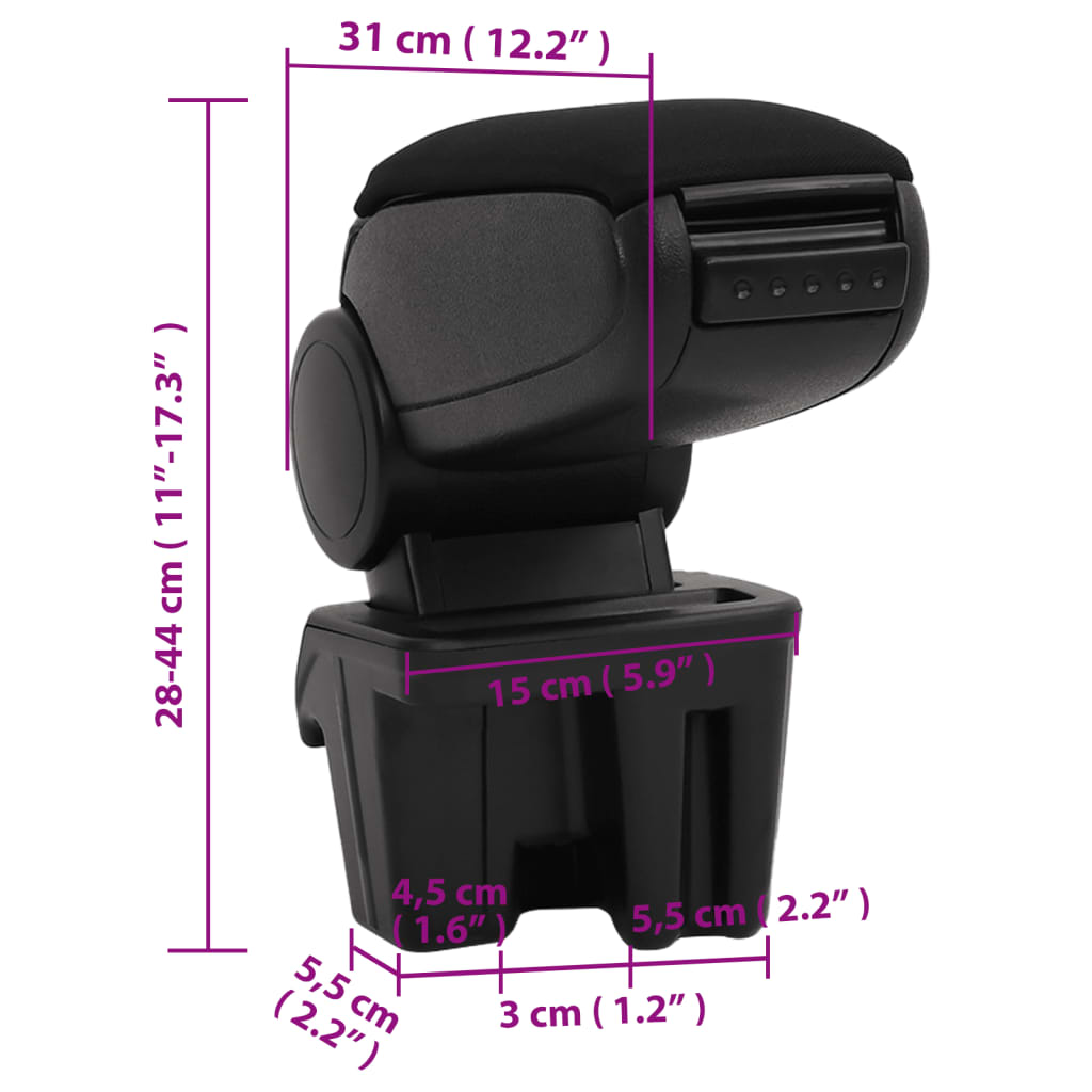 Cotieră auto, negru, 15x31x(28-44) cm ABS