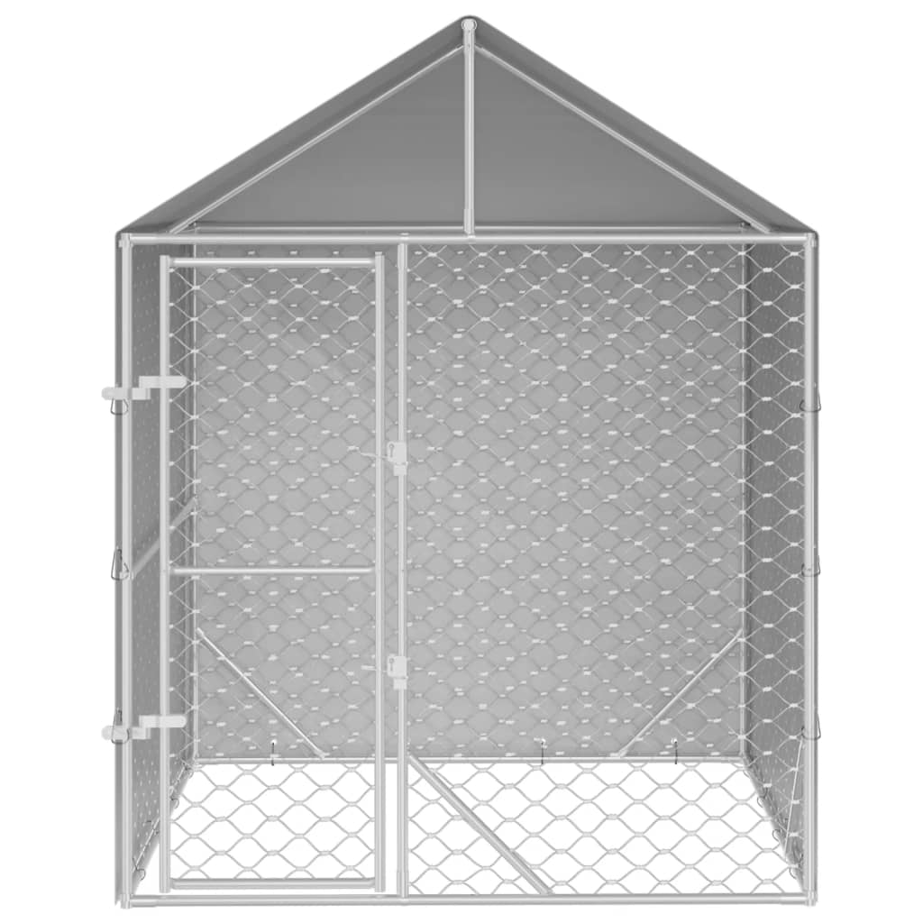 Padoc de exterior cu acoperiș argintiu 2x2x2,5m oțel galvanizat