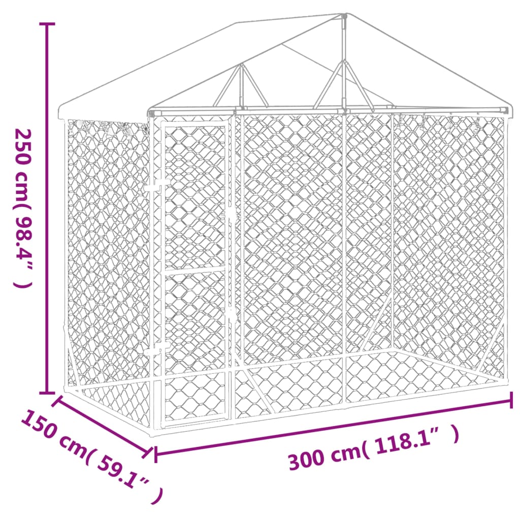 Padoc de exterior&acoperiș argintiu 3x1,5x2,5 m oțel galvanizat