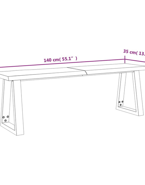 Încărcați imaginea în vizualizatorul Galerie, Bancă cu margini naturale 140 cm, lemn masiv de acacia
