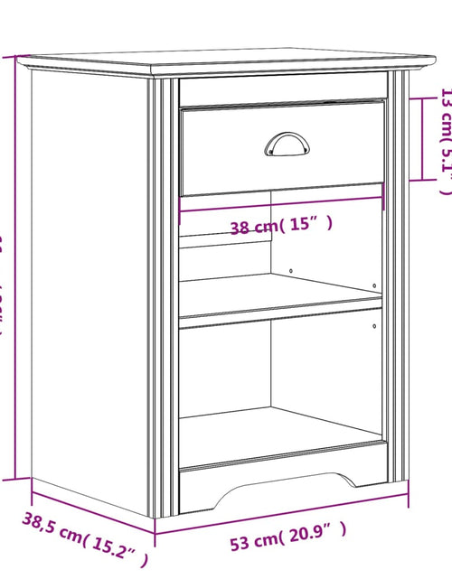 Încărcați imaginea în vizualizatorul Galerie, Noptieră &quot;BODO&quot;, alb, 53x38,5x66 cm, lemn masiv de pin
