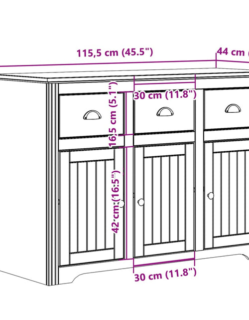 Încărcați imaginea în vizualizatorul Galerie, Servantă &quot;BODO&quot;, alb și maro, 115,5x44x80 cm, lemn masiv de pin
