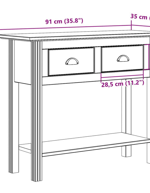 Încărcați imaginea în vizualizatorul Galerie, Măsuță consolă &quot;BODO&quot;, alb, 91x35x74 cm, lemn masiv de pin
