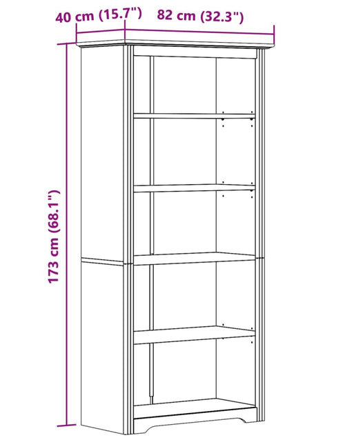 Încărcați imaginea în vizualizatorul Galerie, Bibliotecă BODO, gri, 82x40x173 cm, lemn masiv pin, 5 rafturi
