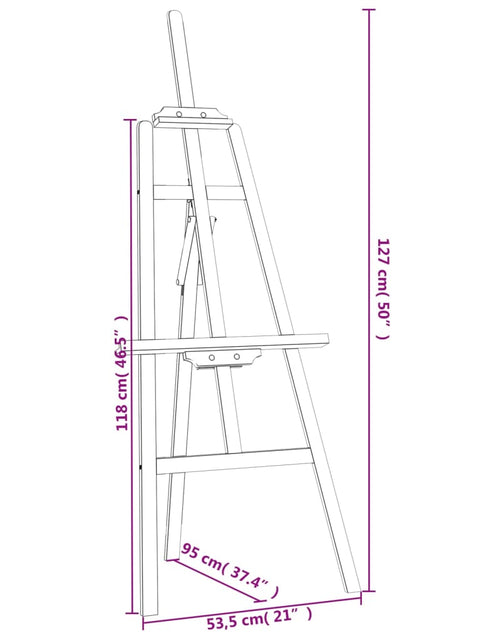 Загрузите изображение в средство просмотра галереи, Suport de șevalet, negru, 53,5x95x127 cm, lemn masiv de pin

