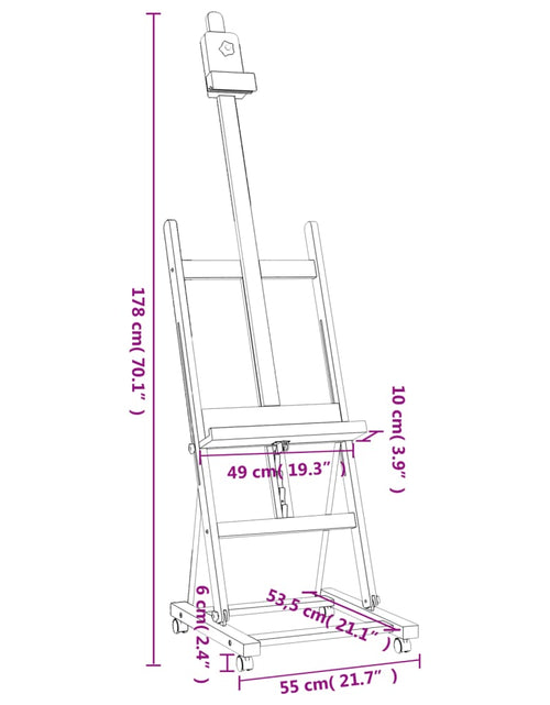 Загрузите изображение в средство просмотра галереи, Suport de șevalet, 55x53,5x178 cm, lemn masiv de fag
