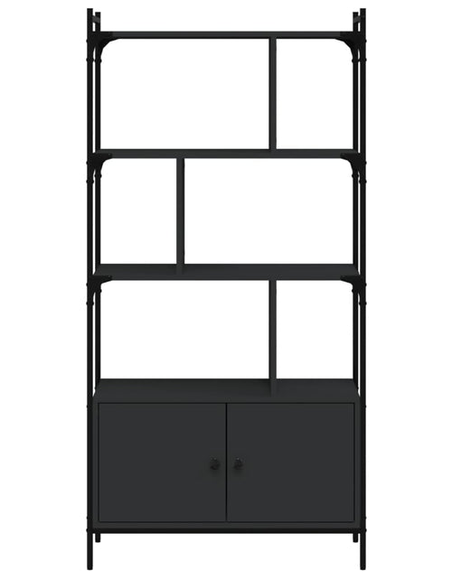 Încărcați imaginea în vizualizatorul Galerie, Bibliotecă cu uși, negru, 76,5x30x154,5 cm, lemn compozit

