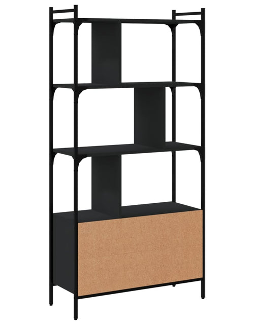 Încărcați imaginea în vizualizatorul Galerie, Bibliotecă cu uși, negru, 76,5x30x154,5 cm, lemn compozit
