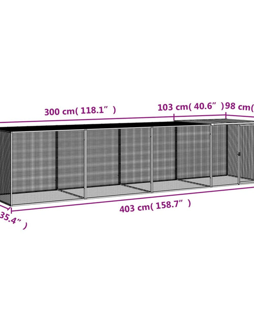 Încărcați imaginea în vizualizatorul Galerie, Coteț pui cu acoperiș, antracit, 403x98x90 cm, oțel galvanizat
