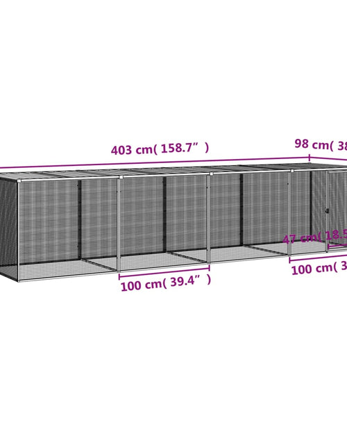 Încărcați imaginea în vizualizatorul Galerie, Coteț pui cu acoperiș, antracit, 403x98x90 cm, oțel galvanizat
