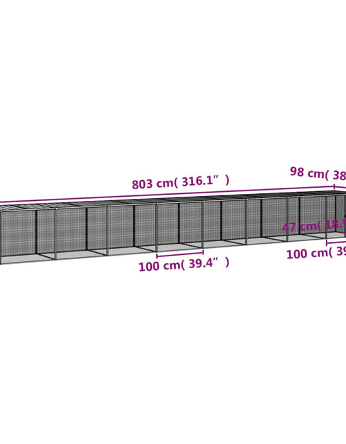 Загрузите изображение в средство просмотра галереи, Coteț pui cu acoperiș, antracit, 803x98x90 cm, oțel galvanizat
