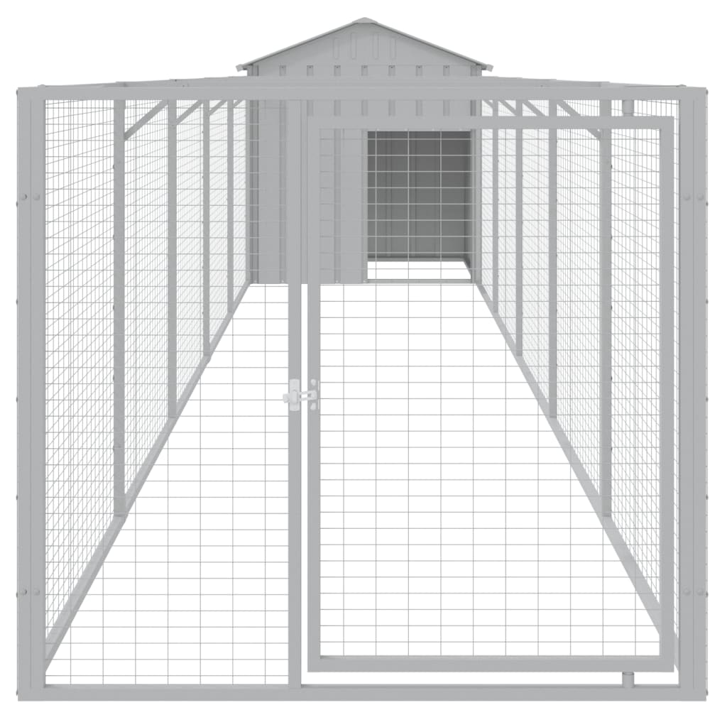 Casă câine & acoperiș gri deschis 117x609x123cm oțel galvanizat