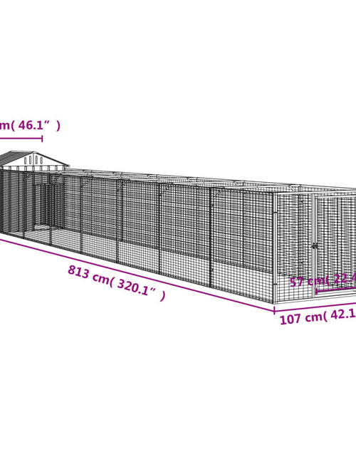 Загрузите изображение в средство просмотра галереи, Casă câine &amp; acoperiș gri deschis 117x813x123cm oțel galvanizat
