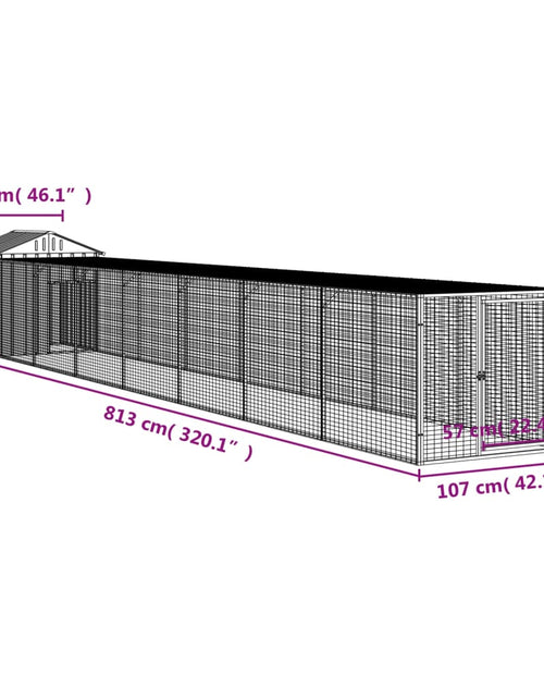 Încărcați imaginea în vizualizatorul Galerie, Coteț pui cu incintă gri deschis 117x813x123 cm oțel galvanizat
