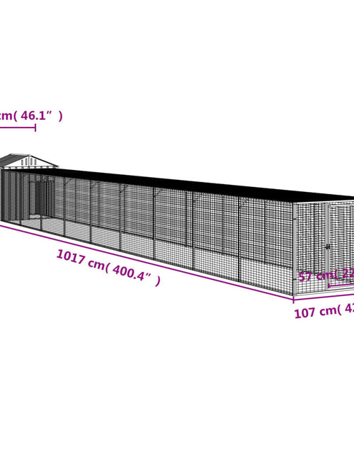 Încărcați imaginea în vizualizatorul Galerie, Coteț pui cu incintă gri deschis 117x1017x123cm oțel galvanizat
