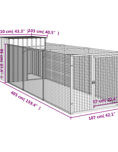 Încărcați imaginea în vizualizatorul Galerie, Cușcă de câine &amp; țarc gri deschis 110x405x110cm oțel galvanizat
