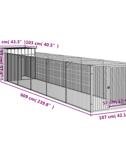 Загрузите изображение в средство просмотра галереи, Cușcă de câine &amp; țarc gri deschis 110x609x110cm oțel galvanizat
