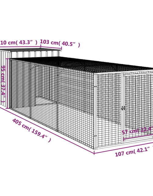 Încărcați imaginea în vizualizatorul Galerie, Coteț de pui cu incintă antracit 110x405x110 cm oțel galvanizat
