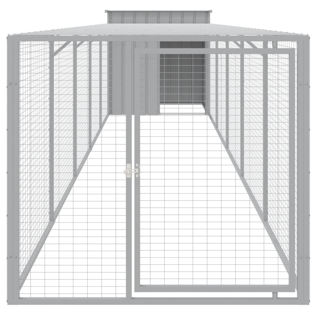 Coteț pui cu incintă gri deschis 110x609x110 cm oțel galvanizat