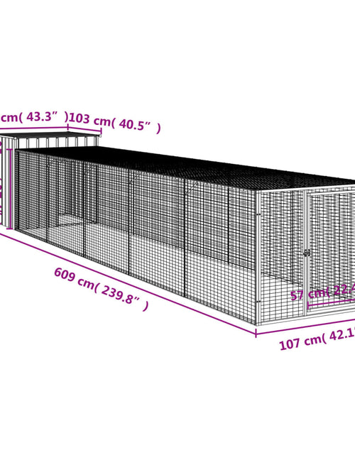 Încărcați imaginea în vizualizatorul Galerie, Coteț pui cu incintă gri deschis 110x609x110 cm oțel galvanizat
