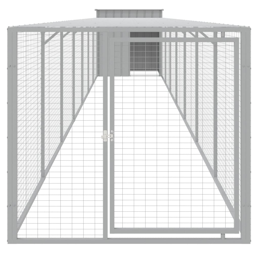 Coteț pui cu incintă gri deschis 110x813x110 cm oțel galvanizat