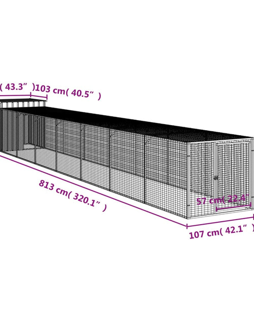 Încărcați imaginea în vizualizatorul Galerie, Coteț pui cu incintă gri deschis 110x813x110 cm oțel galvanizat
