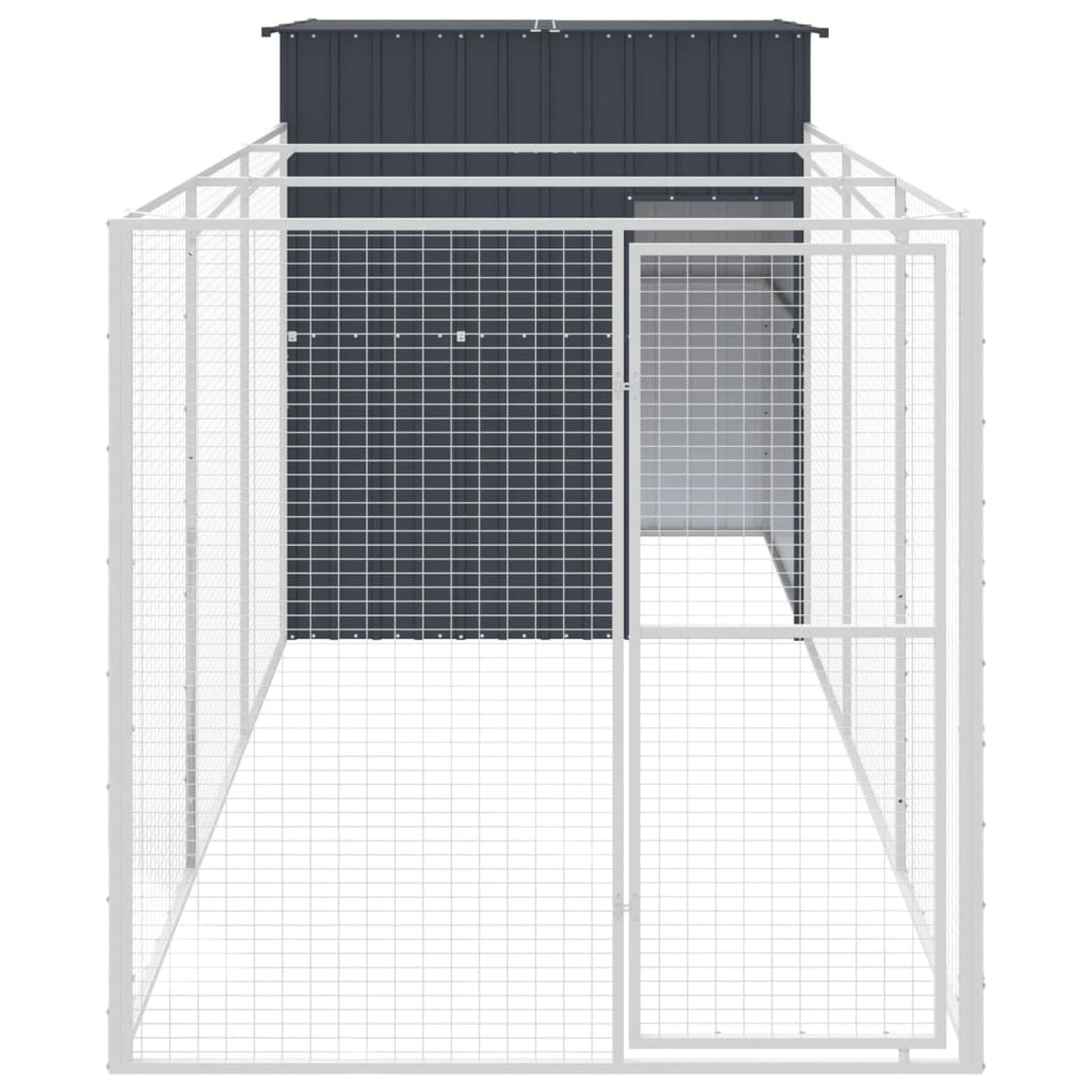 Cușcă câine cu țarc antracit 165x455x181 cm oțel galvanizat