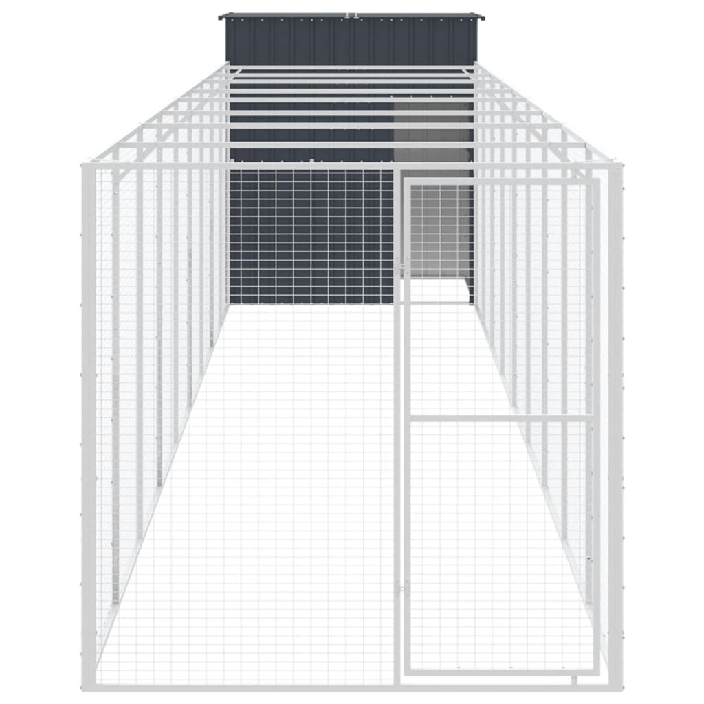 Cușcă câine cu țarc antracit 165x1067x181 cm oțel galvanizat