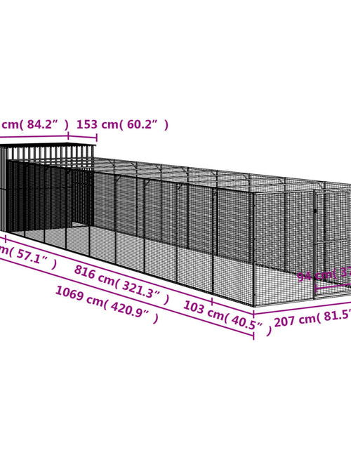 Încărcați imaginea în vizualizatorul Galerie, Cușcă câine &amp; țarc gri deschis 214x1069x181 cm oțel galvanizat
