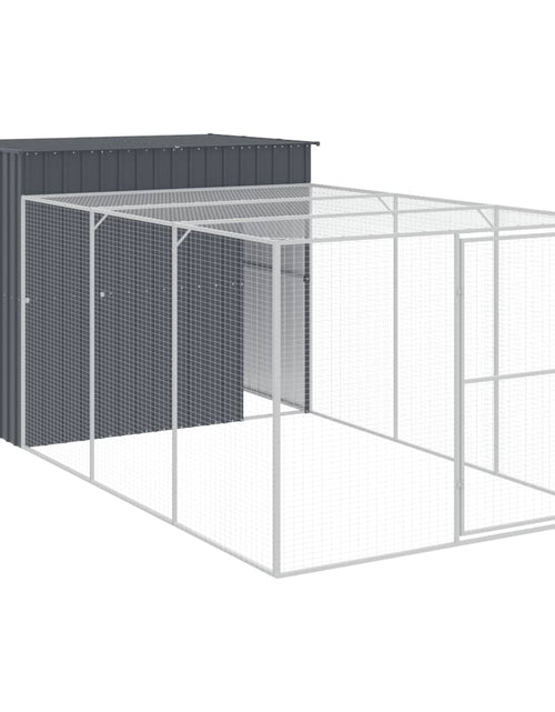 Загрузите изображение в средство просмотра галереи, Cușcă de câine cu țarc antracit 214x457x181 cm oțel galvanizat
