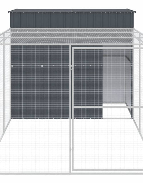 Загрузите изображение в средство просмотра галереи, Cușcă de câine cu țarc antracit 214x457x181 cm oțel galvanizat
