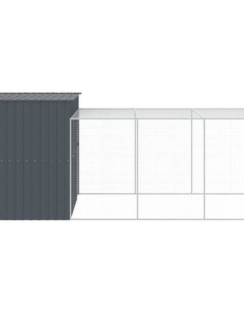 Загрузите изображение в средство просмотра галереи, Cușcă de câine cu țarc antracit 214x457x181 cm oțel galvanizat
