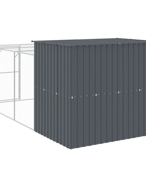 Загрузите изображение в средство просмотра галереи, Cușcă de câine cu țarc antracit 214x457x181 cm oțel galvanizat
