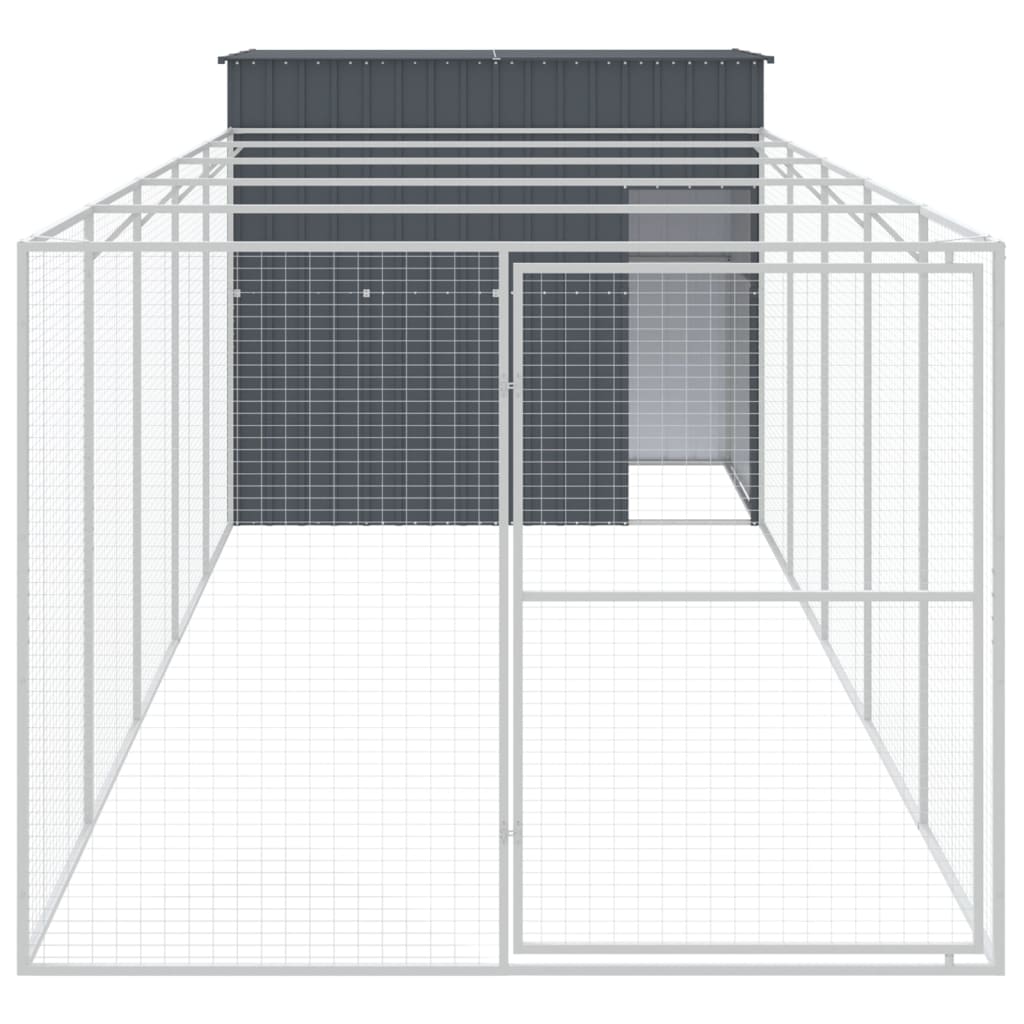 Cușcă de câine cu țarc antracit 214x661x181 cm oțel galvanizat