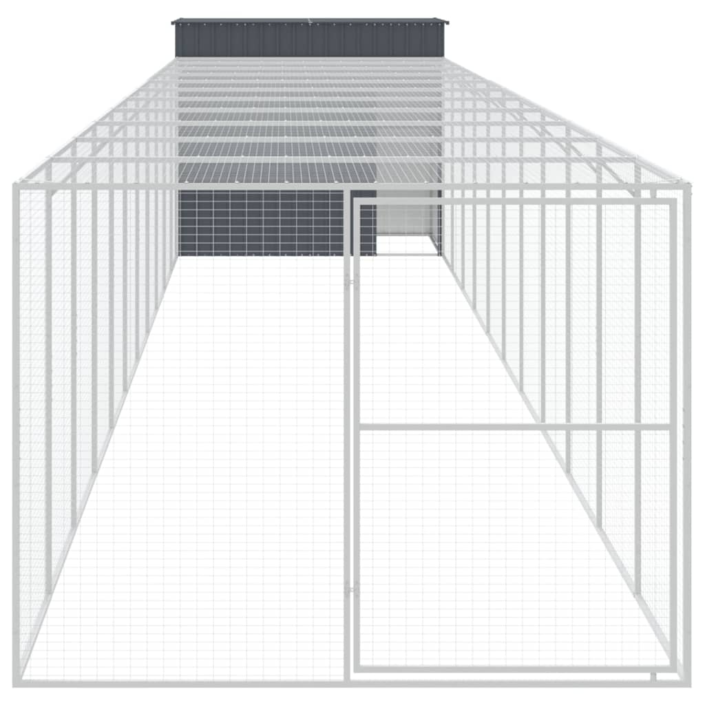 Cușcă câine cu țarc antracit 214x1273x181 cm oțel galvanizat