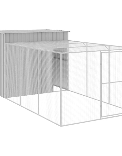 Загрузите изображение в средство просмотра галереи, Cușcă de câine &amp; țarc gri deschis 214x457x181cm oțel galvanizat
