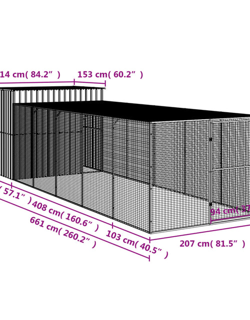 Încărcați imaginea în vizualizatorul Galerie, Cușcă de câine &amp; țarc gri deschis 214x661x181cm oțel galvanizat
