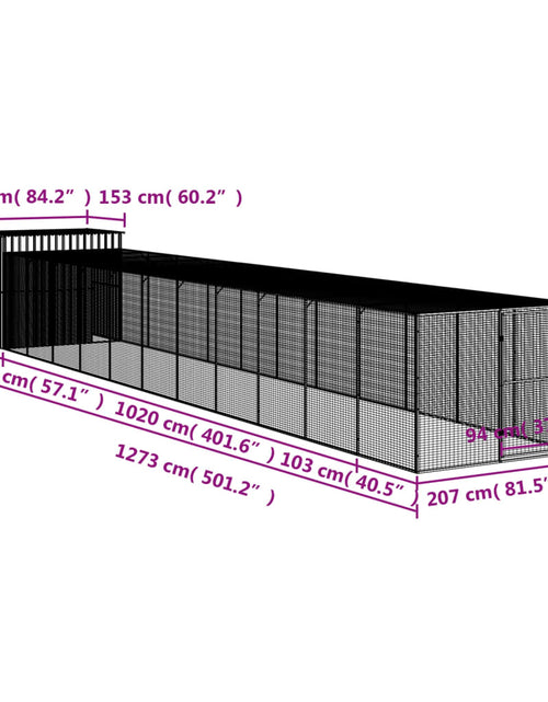 Загрузите изображение в средство просмотра галереи, Cușcă câine &amp; țarc gri deschis 214x1273x181 cm oțel galvanizat
